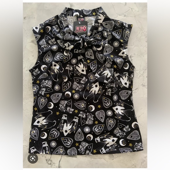 Modcloth Tops - Retrolicious Get Ouija Board Bow Tie Top